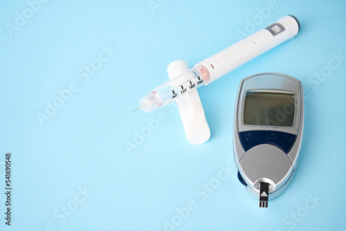 Diabetes equipment glucometer, insulin syringe, injection pen