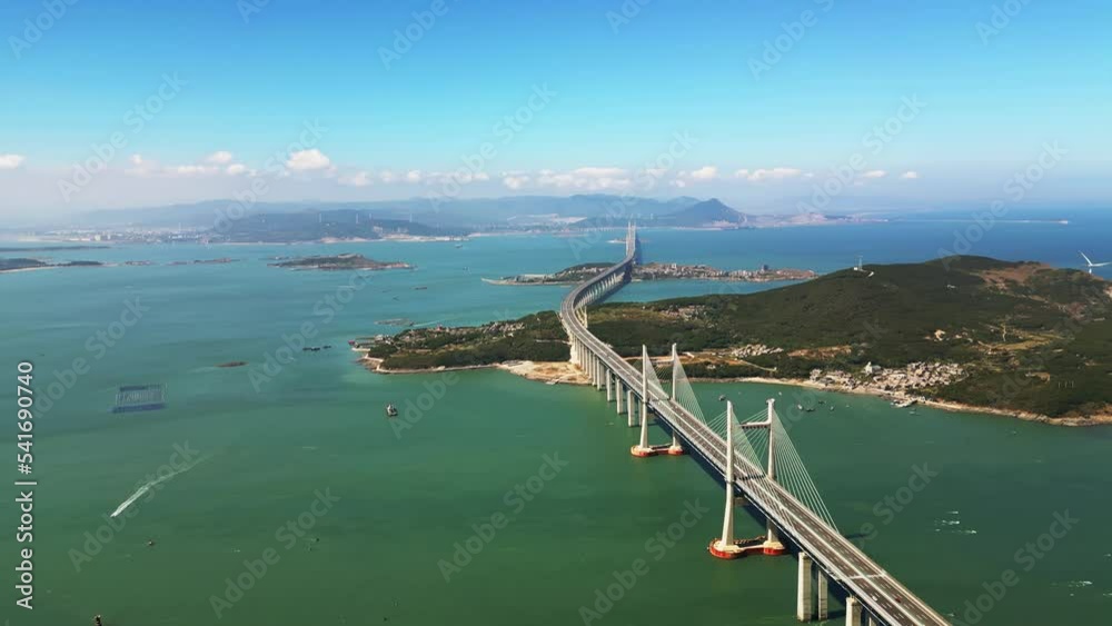 Island scenery, sea-crossing bridges, new energy offshore windmills to generate electricity, Island scenery, sea-crossing bridges, new energy offshore windmills to generate electricity,