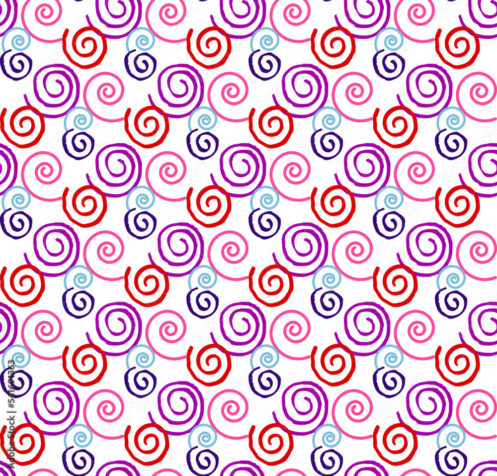 Minimalistic vector texture made of colored spirals