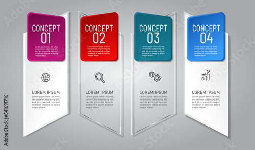 business infographic 3 d, square style, Glass design, can be used for workflow layout, diagram, annual report, web design.Creative banner, label vector, Business Plan.