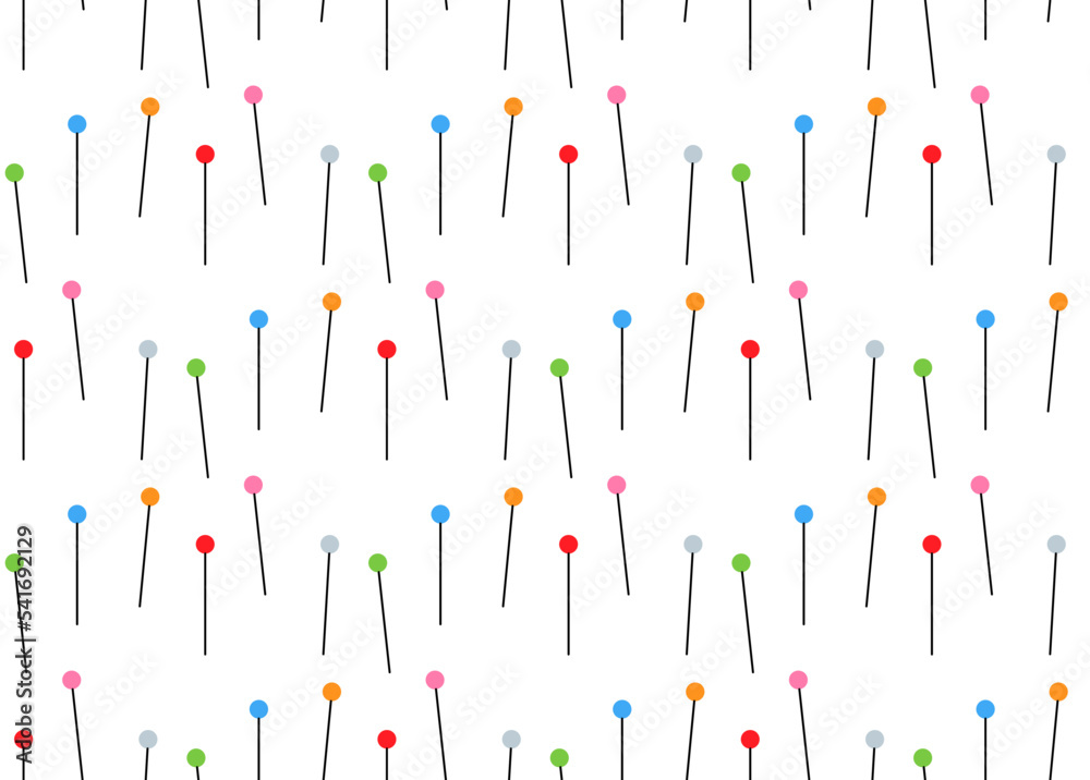 Seamless vector texture of pins with colored balls