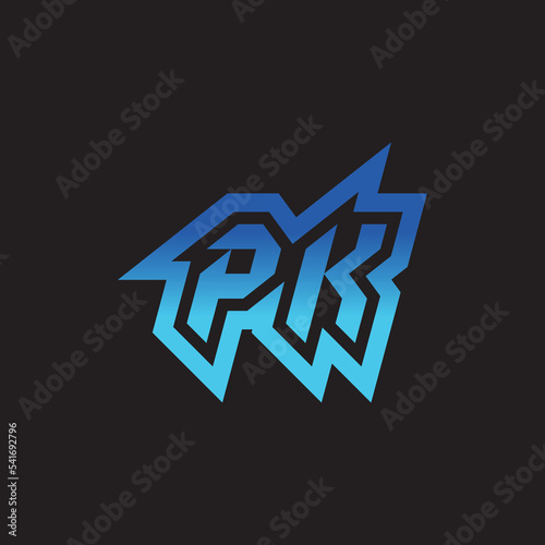 PK initial cool logo design for gaming and esport