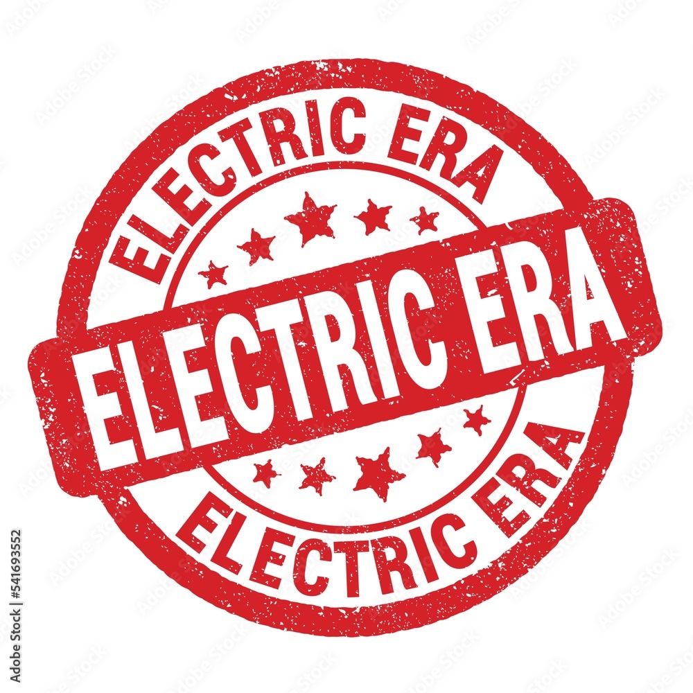 ELECTRIC ERA text written on red round stamp sign. ELECTRIC ERA text written on red round stamp sign.
