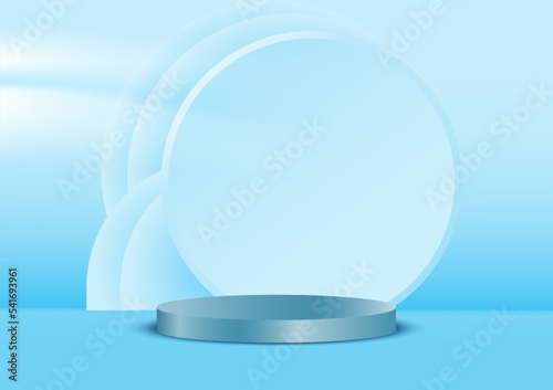 Great vector illustration, three dimensional low circle in green. The background is a with geometric shape .illustration display product pastel abstract wallpaper .
