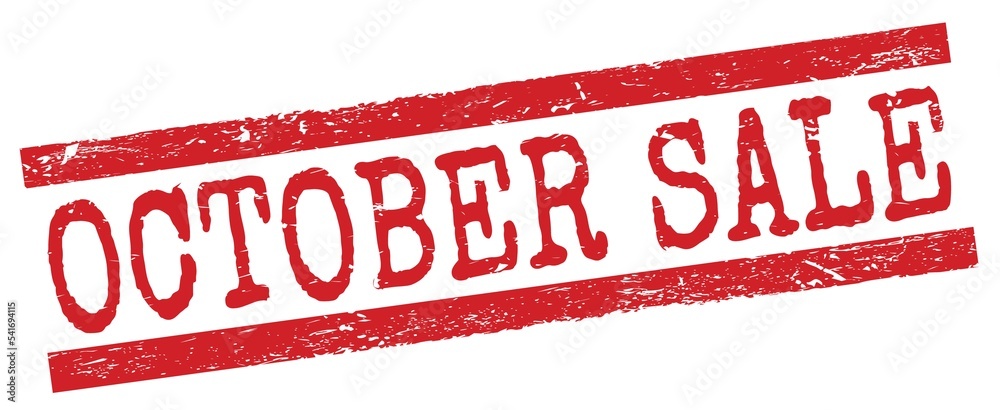OCTOBER SALE text on red lines stamp sign.