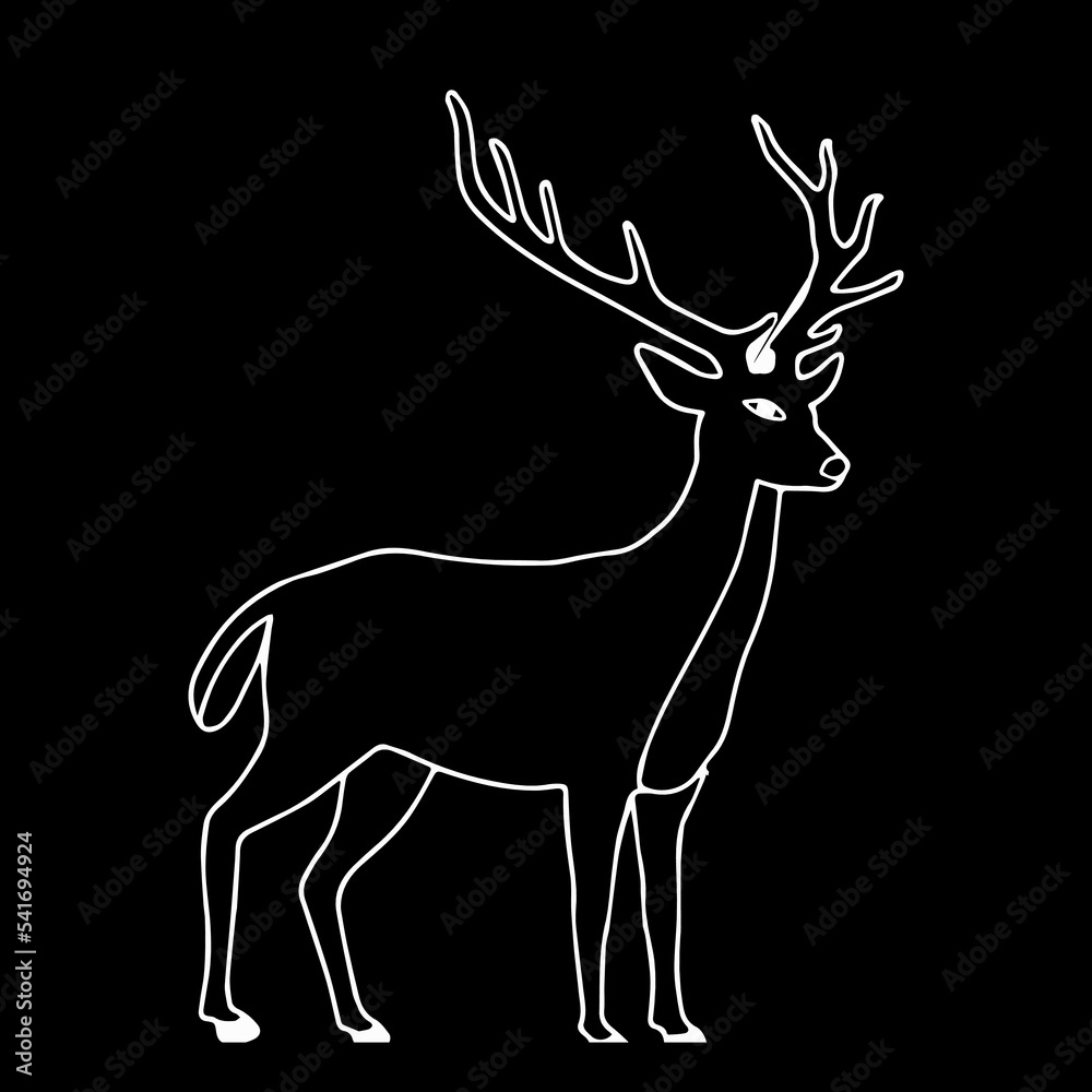 Deer, elk, contour hand drawing. For your decor Deer, elk, contour hand drawing. For your decor