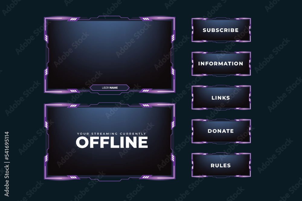 Stylish gamer screen interface decoration with purple color abstract ...