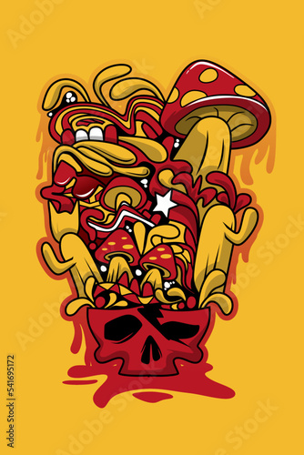 doodle yellow red