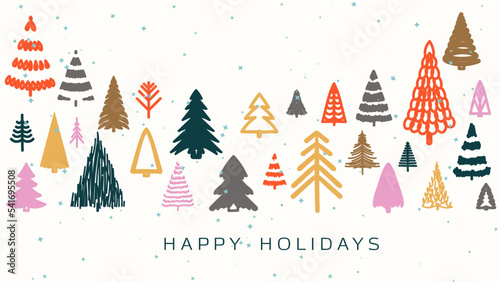 Ornate Happy Holidays Background. Trendy Winter Holidays art templates. 