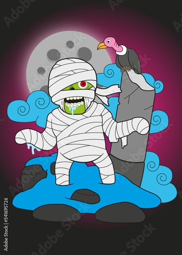 Momia de Halloween, momia vector, momia terror.