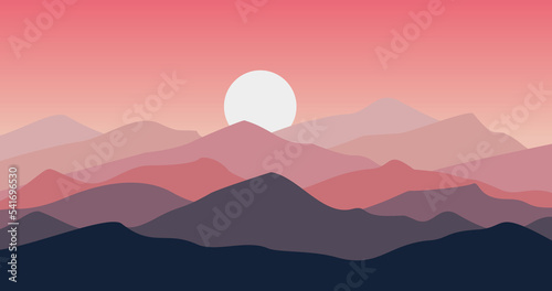foggy red pink mountains nature background