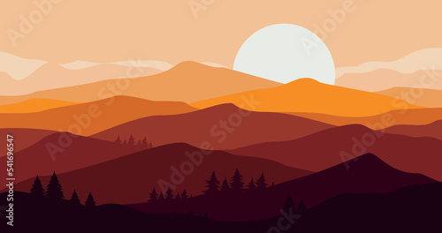 red gradient mountain nature background