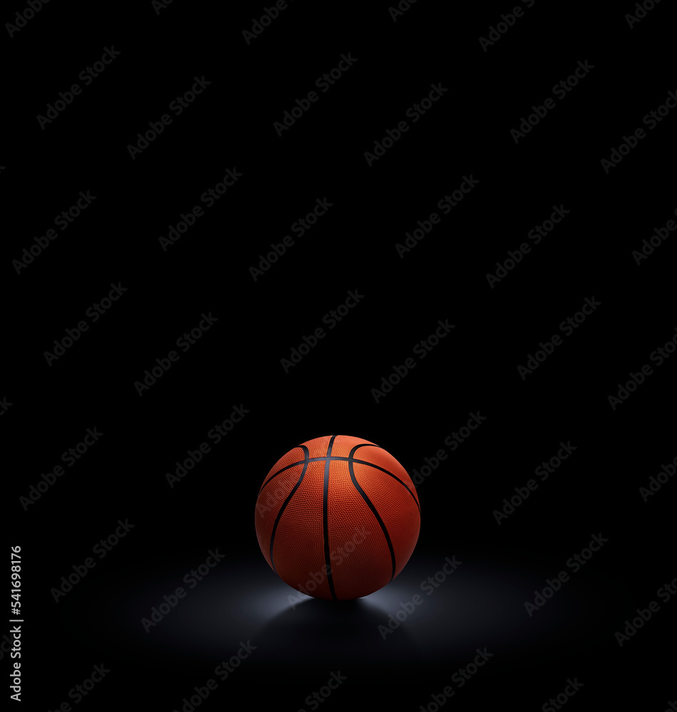 Basketball ball on black background. 3d render