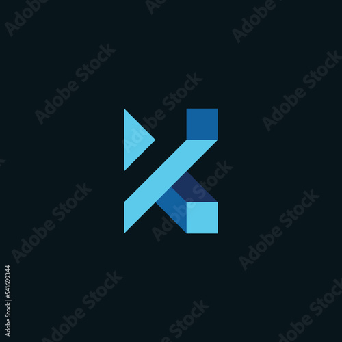 modern and futursitic the letter K , forming an optical illusion that is creative and elegant. editable and easy to custom