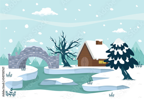 winter Arctic landscape North pole background