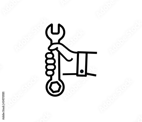 Simple wrench and hand icon. Vector illustration design symbol. Isolated on white background.
