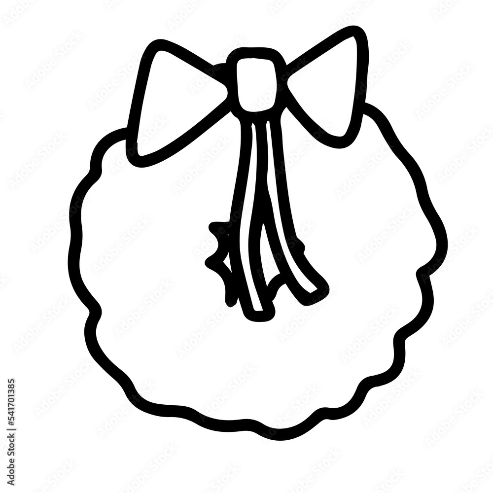 Christmas elements, Christmas wreath, holiday clipart, single line doodle, vector Christmas elements, Christmas wreath, holiday clipart, single line doodle, vector