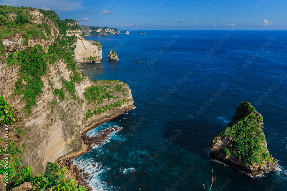 Scenic cliffs with ocean in Nusa Penida island