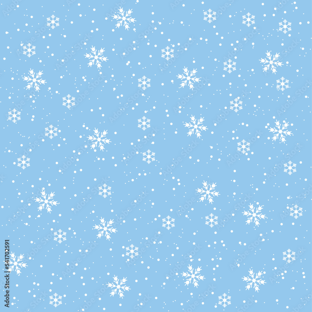 pattern with snowflakes on a blue background in a flat style. vector seamless pattern with snow