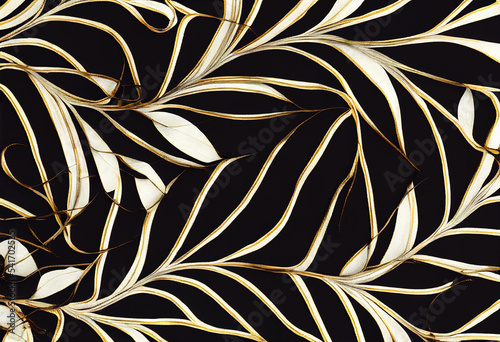 Luxury gold paper cut background, Abstract decoration, golden pattern illustration. Black, white, blue, gold waves Cover template, geometric shapes, modern minimal banner.