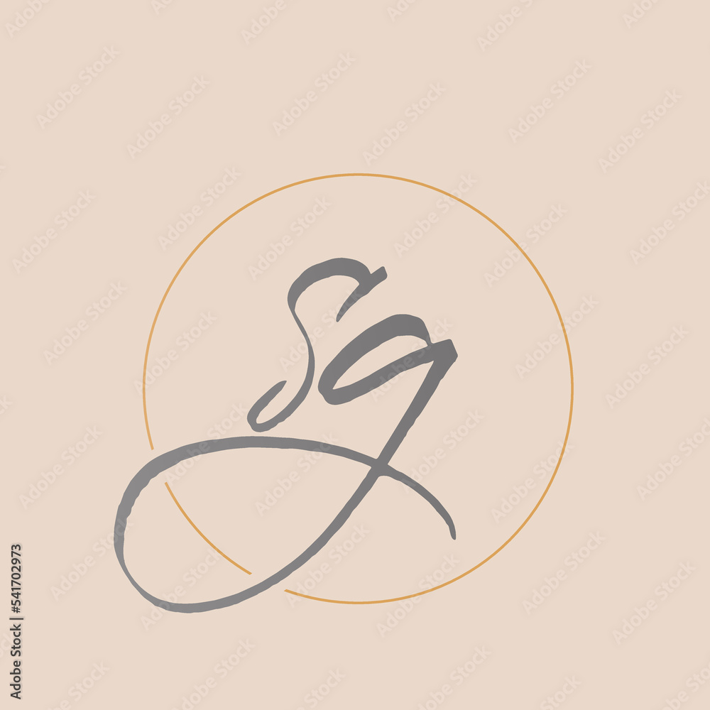 SG monogram logo.Calligraphic icon.Script letter s, letter g.Lowercase lettering sign.Signature alphabet initials.Handwritten style characters.Circle frame. SG monogram logo.Calligraphic icon.Script letter s, letter g.Lowercase lettering sign.Signature alphabet initials.Handwritten style characters.Circle frame.