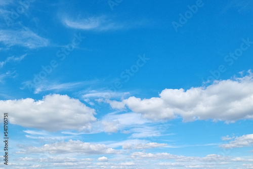 Blue sky with white clouds, background of nature.