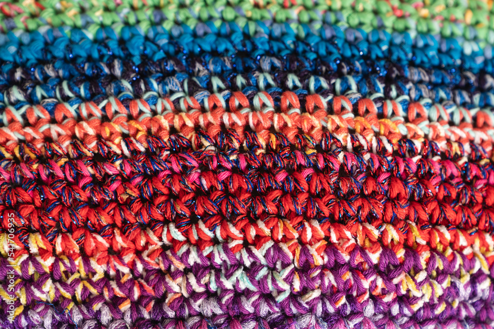 Obraz premium Colorful background knitted close-up