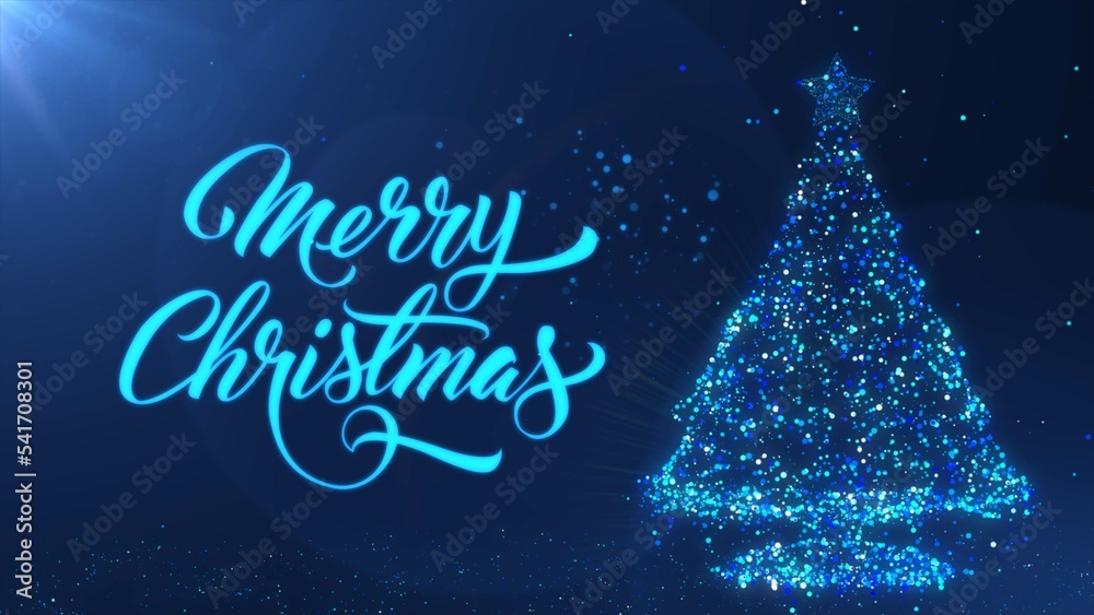 Glowing Particles Merry Christmas Text Christmas Tree Pink Merry Christmas 2022