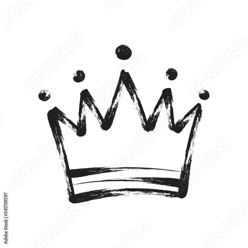 Hand drawn crown in grunge sketch style isolated on white