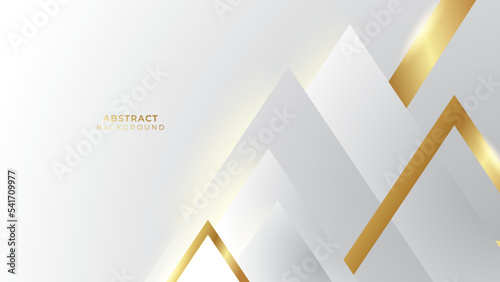 Elegant white overlap brown triange background with line golden elements.