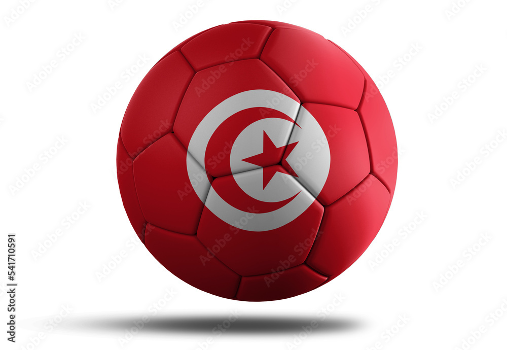 Tunisia flag football ball for 2022 Soccer World Cup. Tunisian country