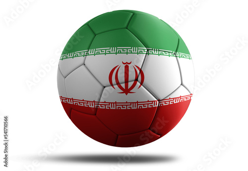 Iran flag football ball for 2022 Soccer World Cup. Iranian country flag on a hovering ball on isolated transparent background