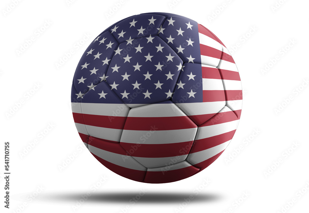 USA flag football ball for 2022 Soccer World Cup. United States of