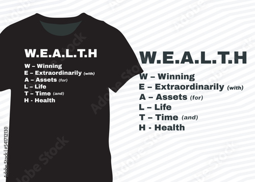 wealth abbreviation design, wealth quote typography vector design