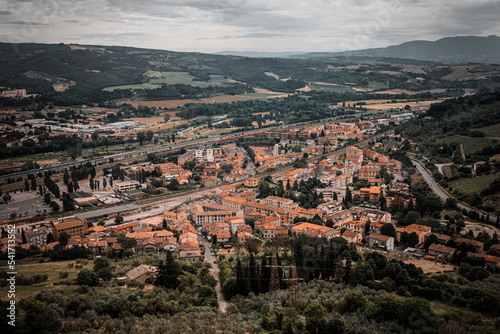 panorama view of the town of orvieto in italy on a sumemr cloudy day photo