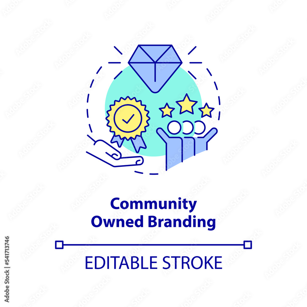 Community owned branding concept icon. Intellectual property. Important NFT trend abstract idea thin line illustration. Isolated outline drawing. Editable stroke. Arial, Myriad Pro-Bold fonts used Community owned branding concept icon. Intellectual property. Important NFT trend abstract idea thin line illustration. Isolated outline drawing. Editable stroke. Arial, Myriad Pro-Bold fonts used
