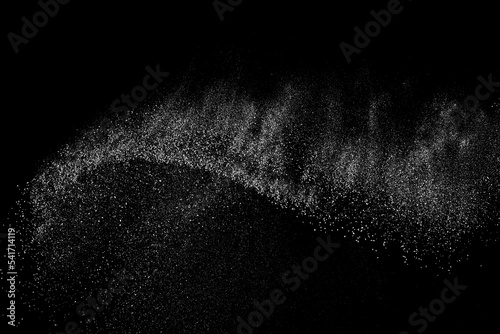 Distressed white grainy texture. Dust overlay textured. Grain noise particles. Snow effects pack. Rusted black background. Vector illustration, EPS 10.  