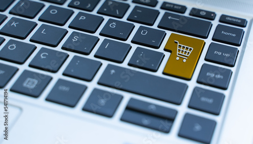 
shopping cart icon on the keyboard. online shopping icon