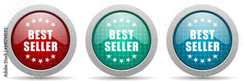 Best seller vector icon set, glossy web buttons collection