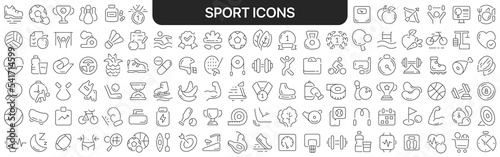 Sport icons collection in black. Icons big set for design. Vector linear icons