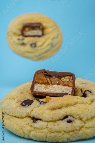 Cookie and a chocolate bar, vertical