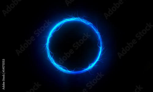 Lightning round frame. plasma magical portal. circle light effect. © Vuang