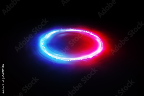 Lightning round frame. plasma magical portal. circle light effect.