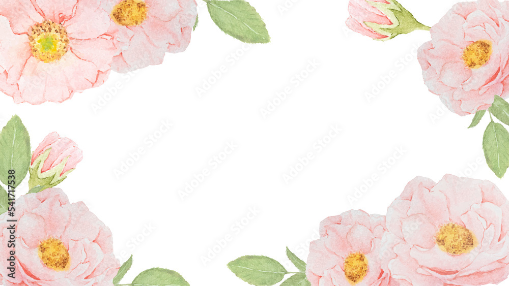watercolor pink rose flower bouquet wreath frame watercolor pink rose flower bouquet wreath frame