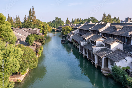 Aerial photography close-up of Wuzhen scenery in China