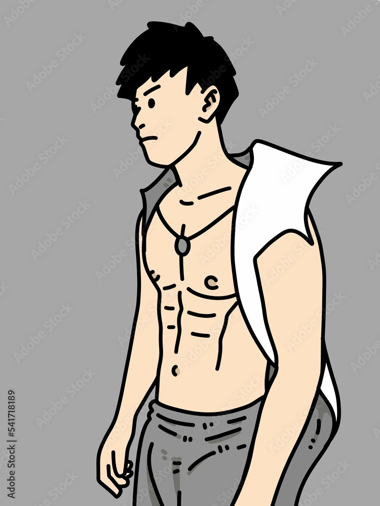 Fototapeta premium cute man cartoon on gray background