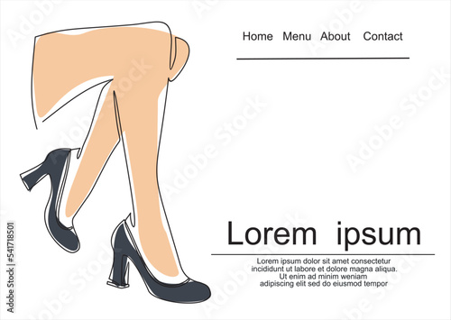 Women's shoes.Shoes Icon Vector. Emblem or logotype elements for shoemaker.Fashion vector illustration for the sale of shoes in stores, boutiques.Continuous one line drawing.