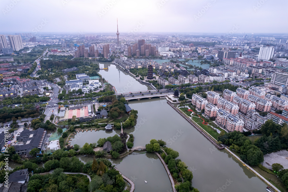 Aerial photography China Taizhou city buildings skyline Aerial photography China Taizhou city buildings skyline