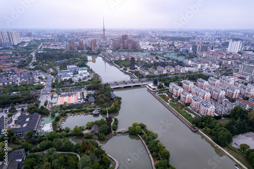 Aerial photography China Taizhou city buildings skyline © 昊 周