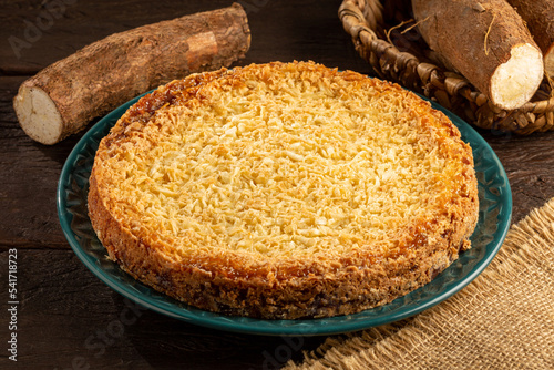 Delicious cassava cake on the table.